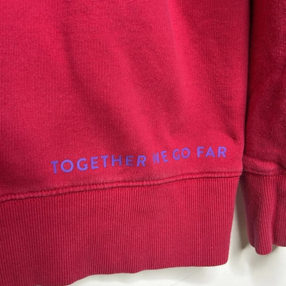 PELOTON Chic Graphic Spellout Athletic Hoodie Faded Washed Pink Kangaroo Pocket - Picture 8 of 16